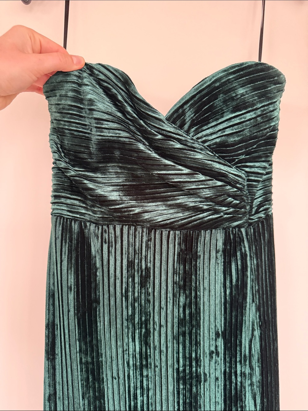 NBD Jewel Green Strapless Velvet Dress